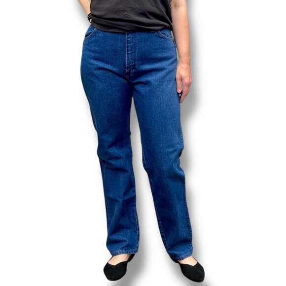 Vintage Wrangler High Waist Straight Jeans Medium Wash 31L - Picture 1 of 9